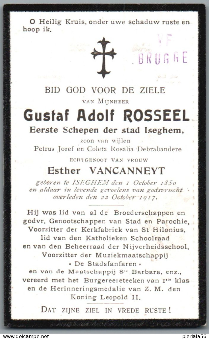 Bidprentje Izegem - Rosseel Gustaf Adolf (1850-1917) - Andachtsbilder