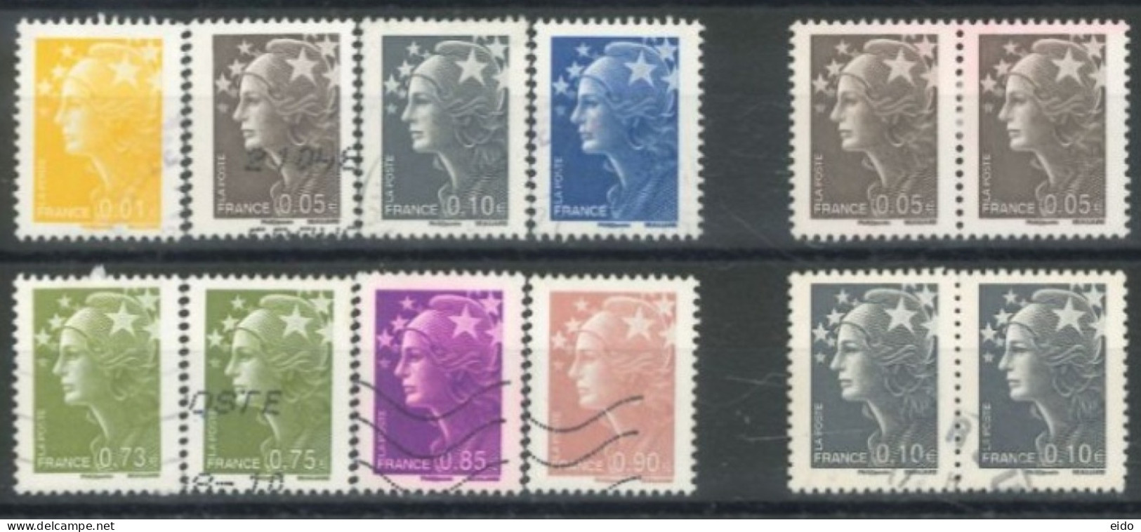 FRANCE - 2008, MARIANNE STAMPS SET OF 12, USED. - Oblitérés