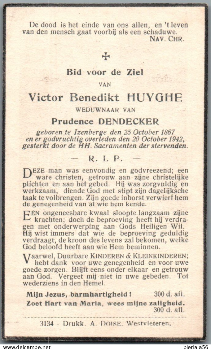 Bidprentje Izenberge - Huyghe Victor Benedikt (1867-1942) - Andachtsbilder