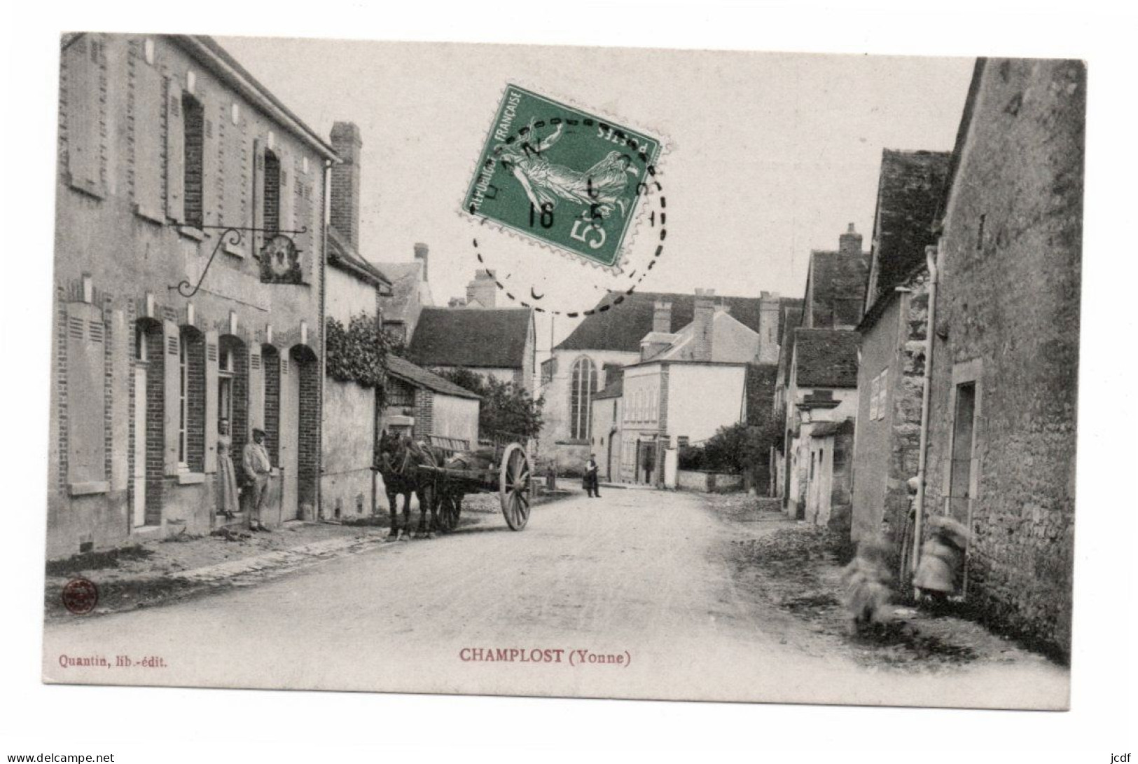 89 CHAMPLOST - Edit Quantin 1916 - Cheval Attelé à Une Charette - Enseigne - Env St Florentin - Andere & Zonder Classificatie