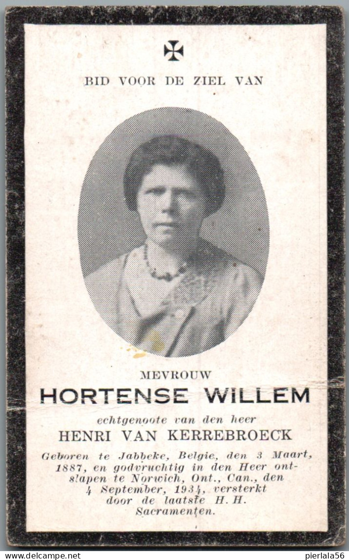 Bidprentje Jabbeke - Willem Hortense (1887-1934) - Andachtsbilder