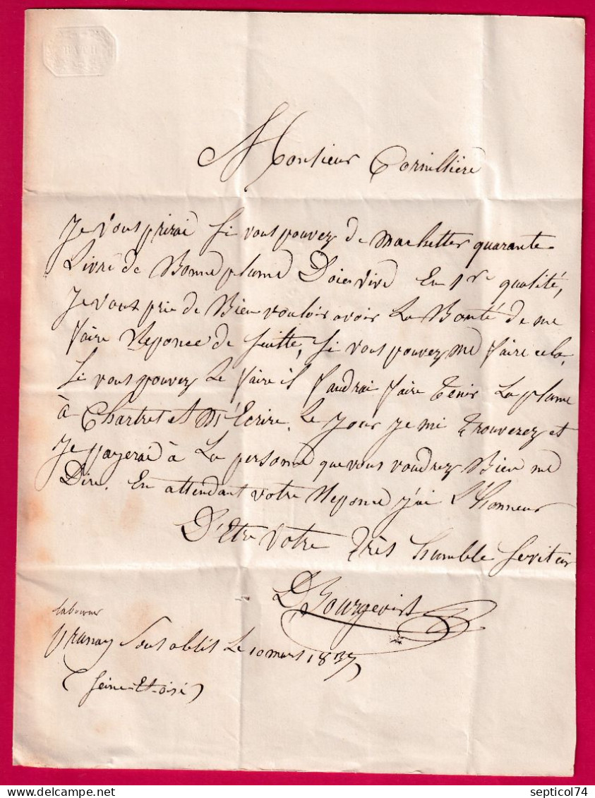 CURSIVE 72 ABLIS SEINE ET OISE + PP T12 RAMBOUILLET POUR BROU EURE ET LOIRE 1837 LETTRE - 1801-1848: Precursors XIX