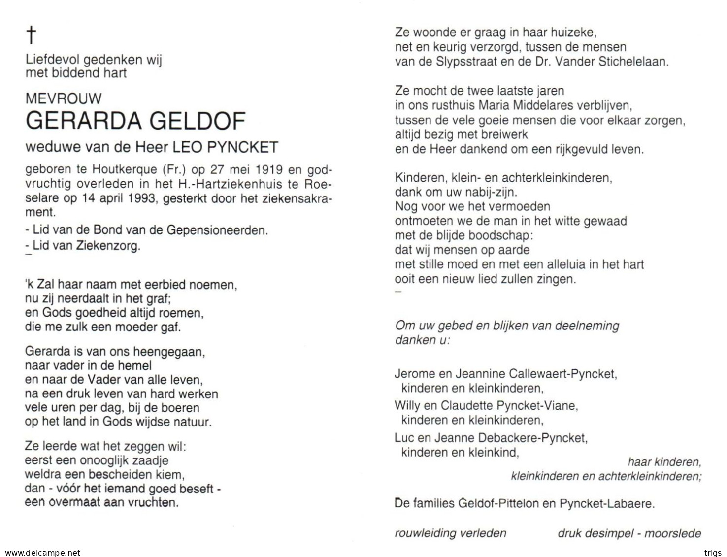 Gerarda Geldof (1919-1993) - Images Religieuses