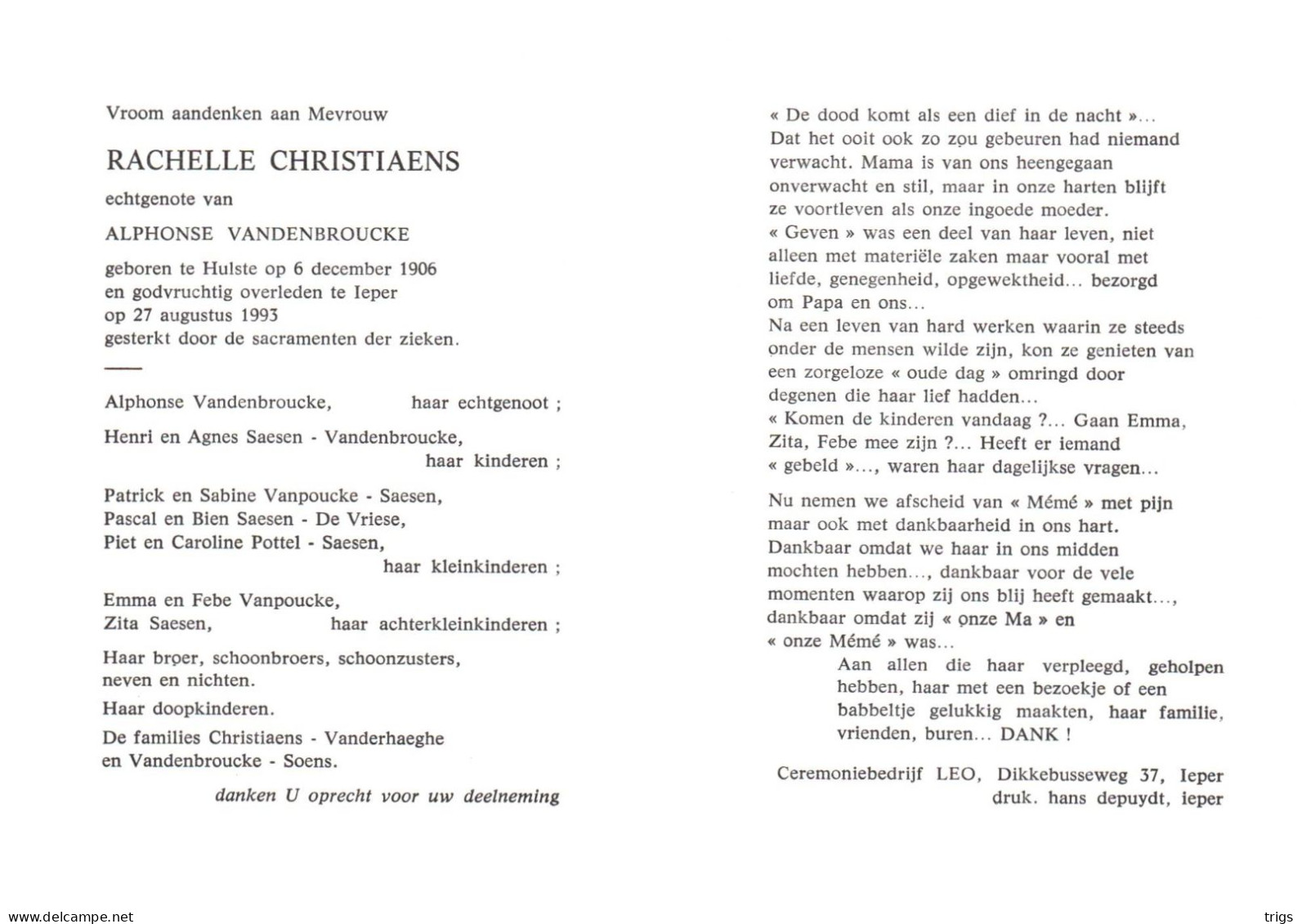 Rachelle Christiaens (1906-1993) - Images Religieuses