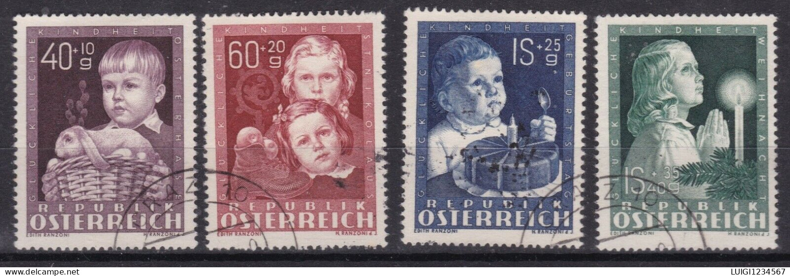AUSTRIA -1949 - A PROFITTO INFANZIA UNIFICATO NR 765/768 SERIE COMPLETA USATA - Used Stamps