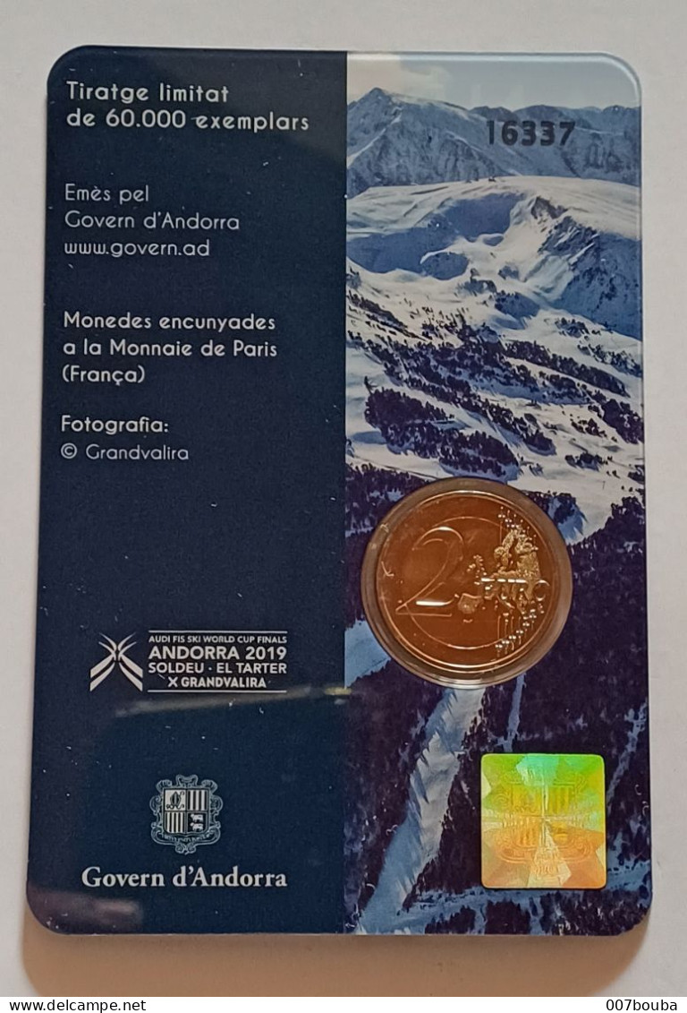 ANDORRE ANDORRA 2019 / COINCARD 2€ COMMEMO / COUPE DU MONDE DE SKI ALPIN / BU - Andorra