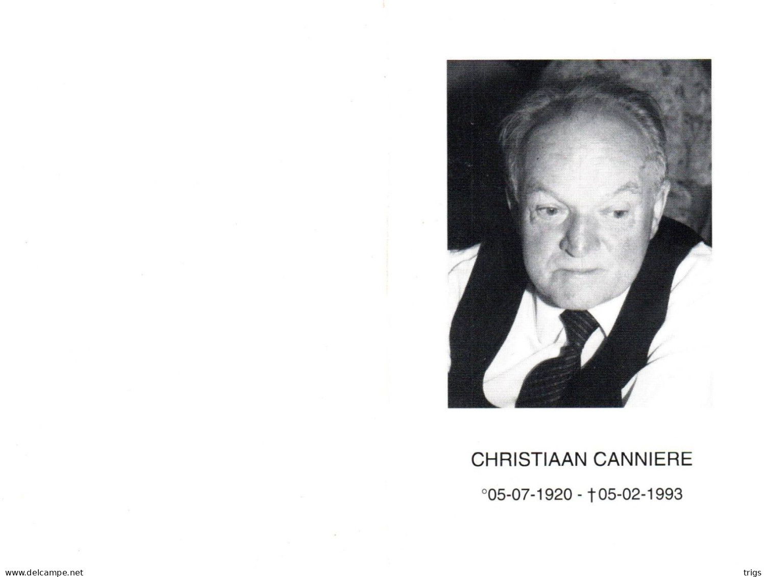 Christiaan Canniere (1920-1993) ~ Oudstrijder (1940-1945) - Images Religieuses