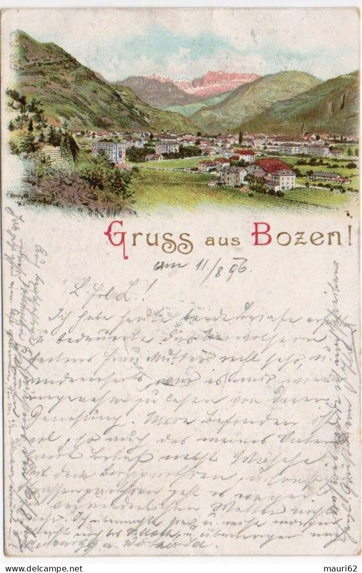 Bozen Gruss Aus - Un Saluto Da Bolzano - Litho  Viaggiata 1896 Perfetta - Bolzano (Bozen)