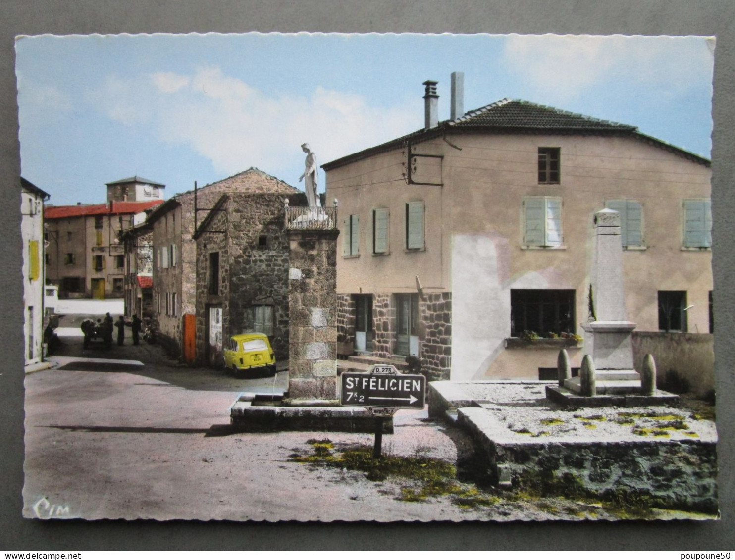 CP 07 Ardèche PAILHARES - Place De La Fontaine Et L'Hôtel Restaurant MANDON Direction St Félicien - Sainte Vierge 1960 - Andere & Zonder Classificatie