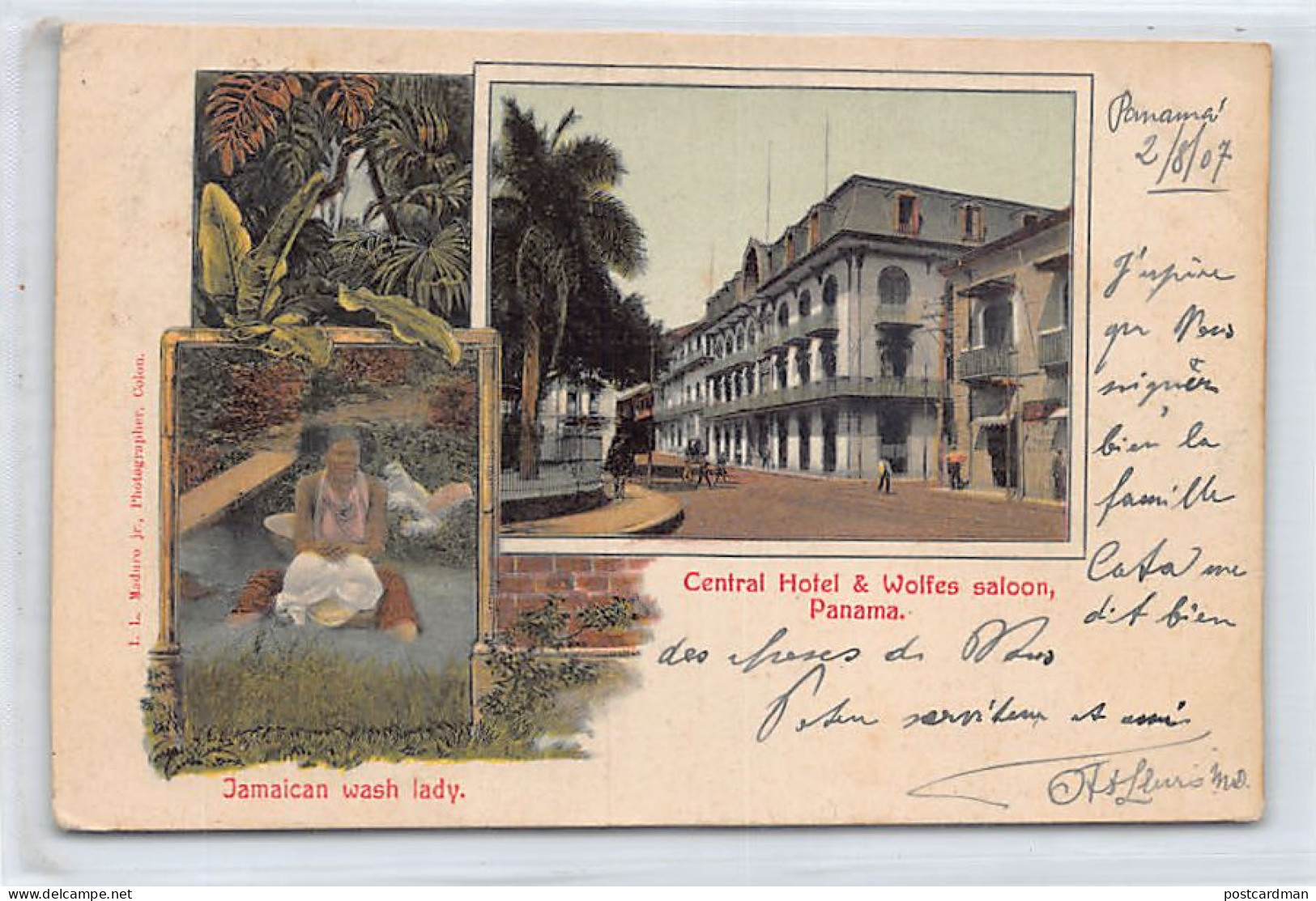 PANAMA CITY - Central Hotel & Wolfes Saloon - Jamaican Wash Lady - Publ. I. L. Maduro Jr.  - Panama