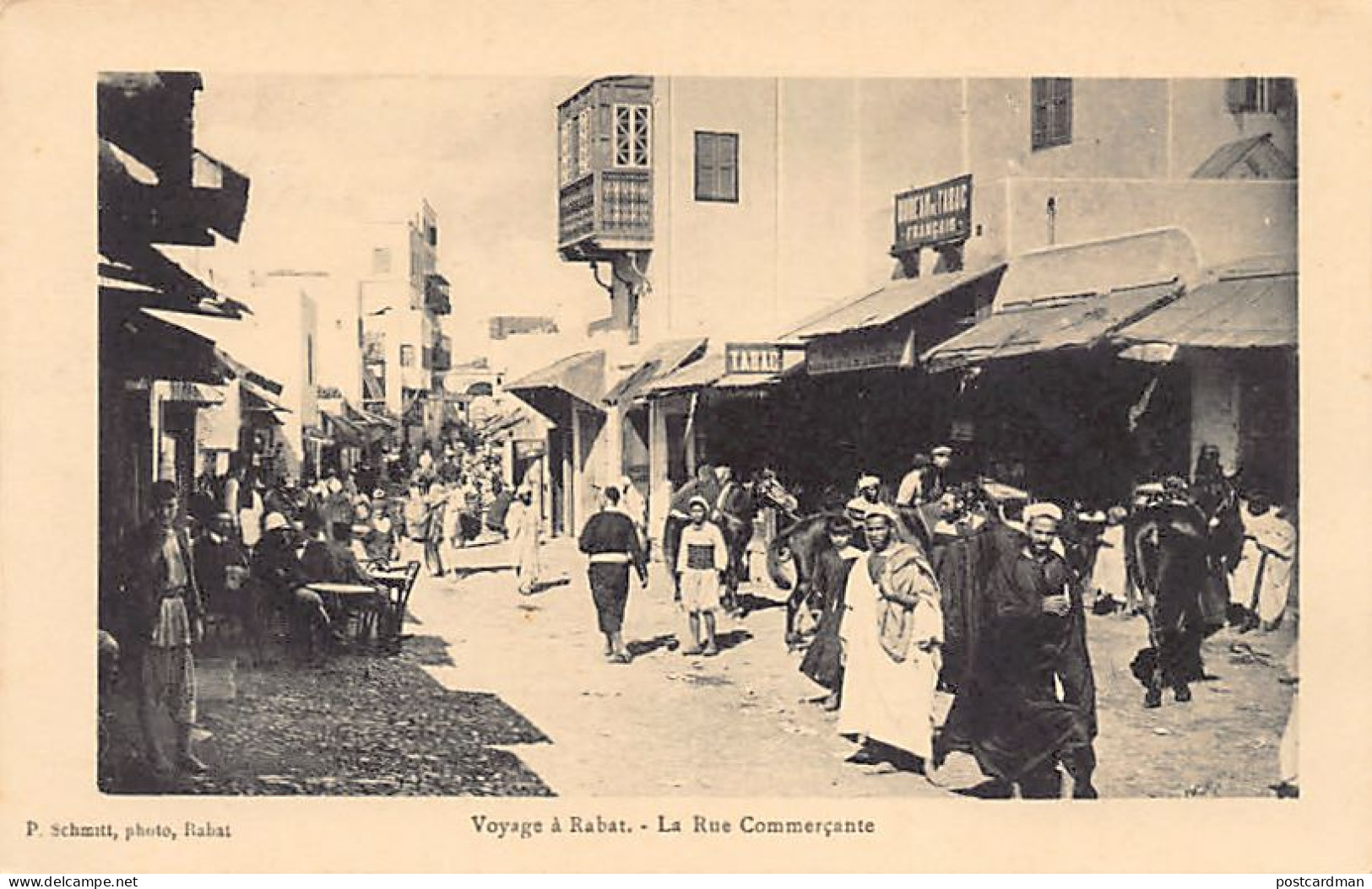 Maroc - Voyage à RABAT - La Rue Commerçante - Bureau De Tabac Français - Ed. P. Schmitt  - Rabat