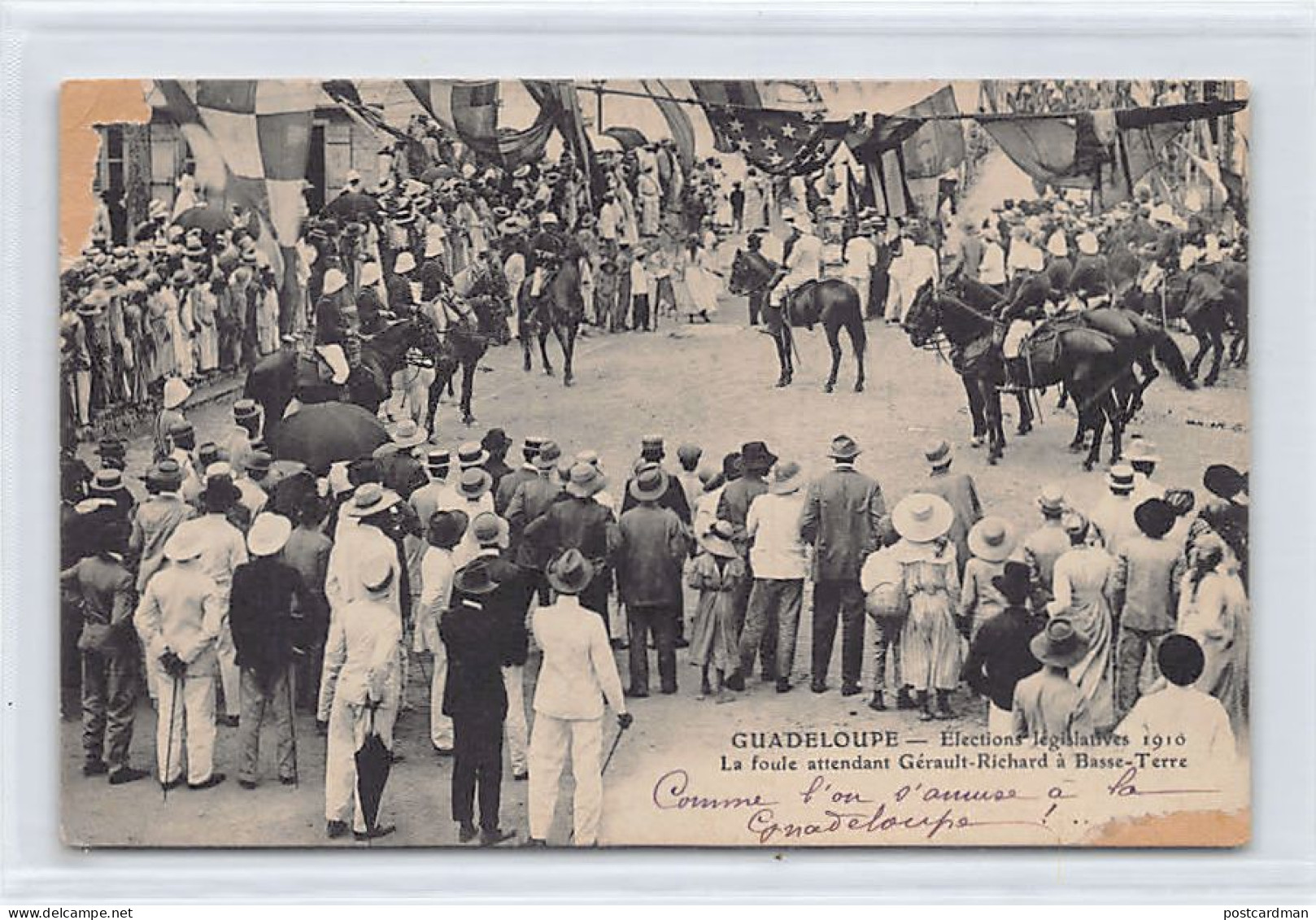 Guadeloupe - BASSE TERRE - Elections Législatives 1916 - La Foule Attendant Gérault-Richard - VOIR LES SCANS POUR L'ÉTAT - Basse Terre