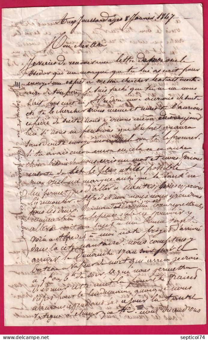 CURSIVE 34 LE GRAND FOUGERAY T15 BAIN DE BRETAGNE ILLE ET VILAINE POUR JOSSELIN INDICE 10 LETTRE - 1801-1848: Précurseurs XIX