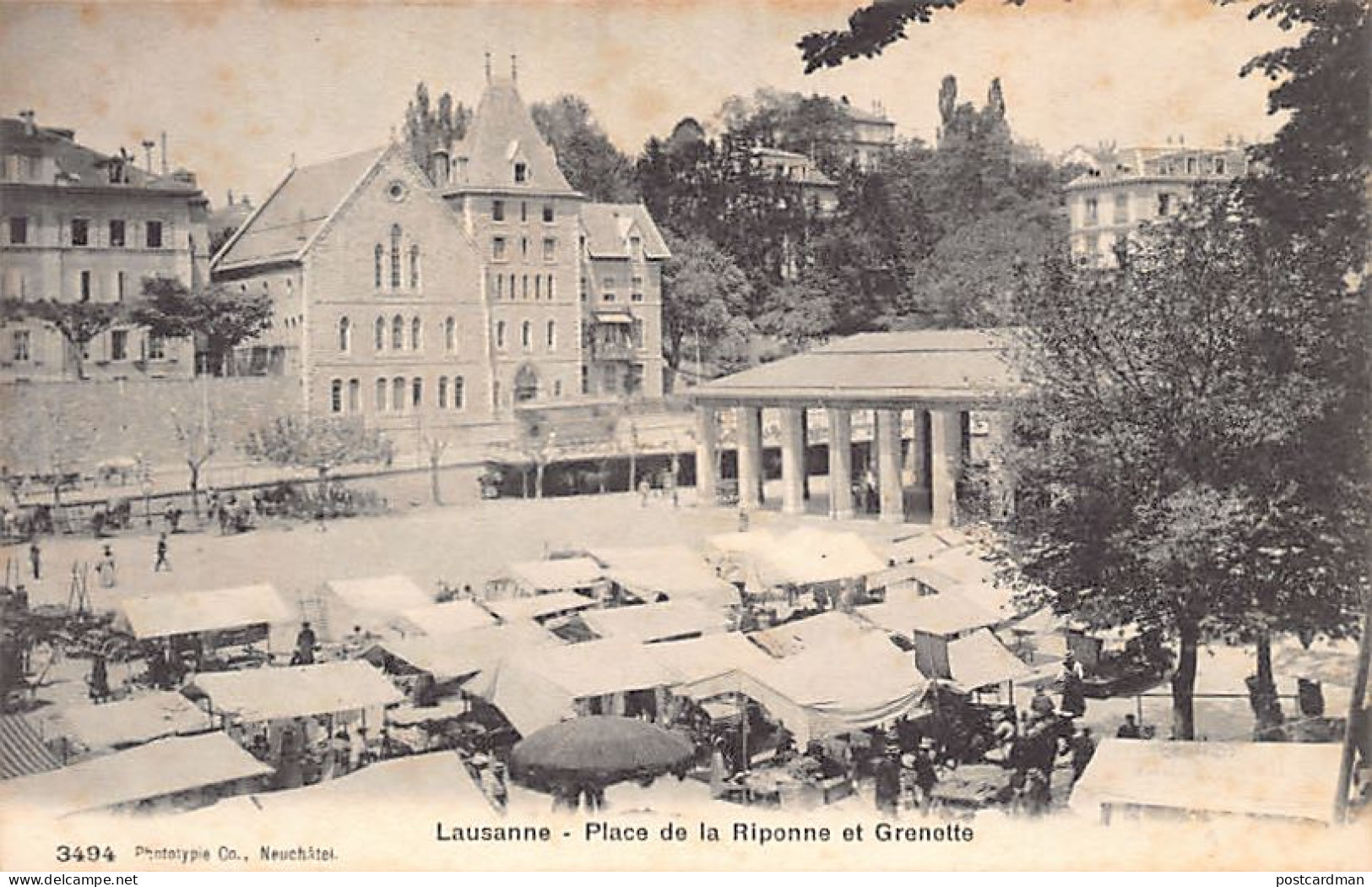 LAUSANNE (VD) Place De La Riponne Et Grenette - Marché - Ed. Phototypie Co 3494 - Lausanne