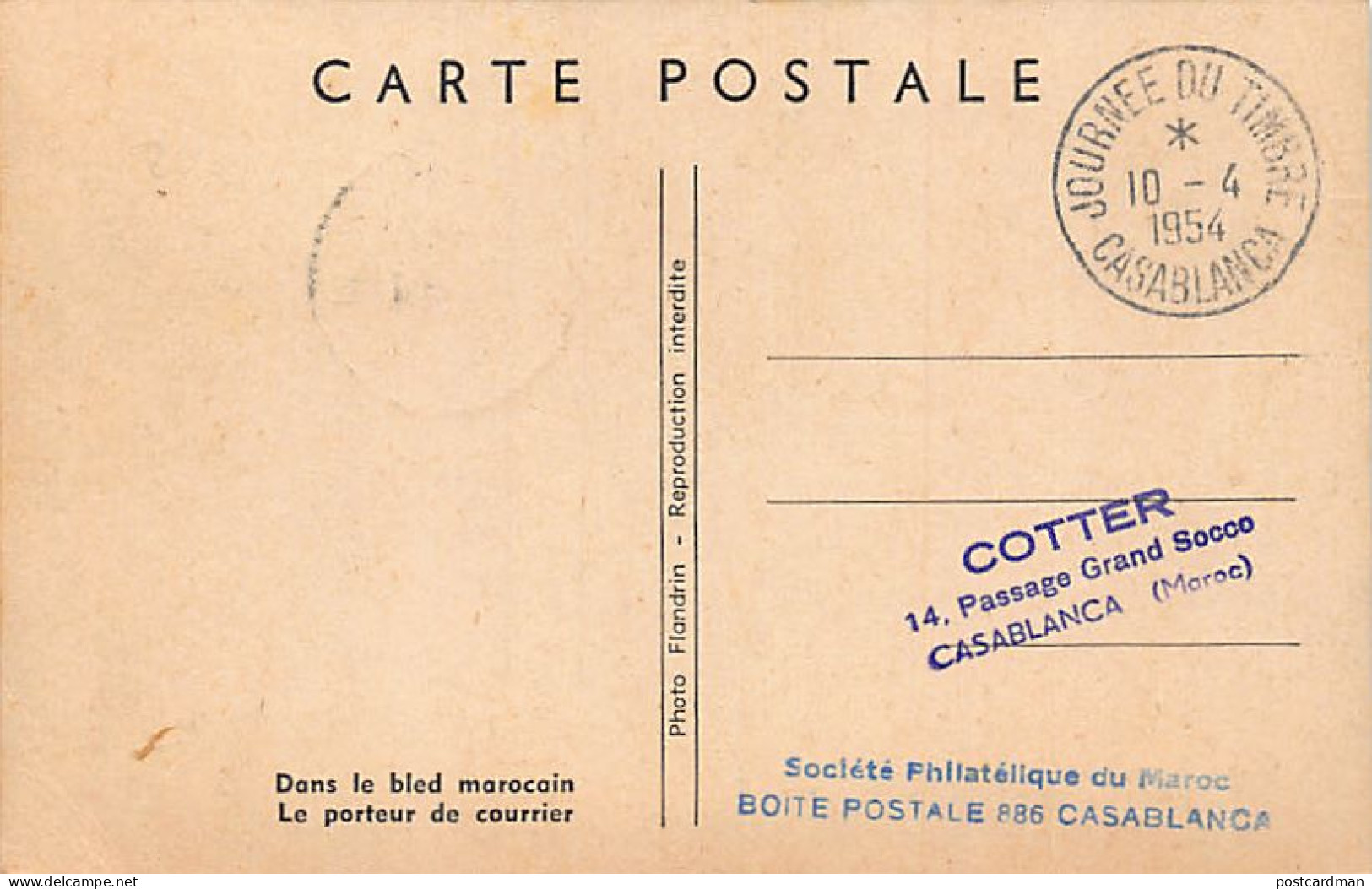 Maroc - JOURNÉE DU TIMBRE 1954 - Dans Le Bled Marocain, Le Porteur De Courrier - Autres & Non Classés
