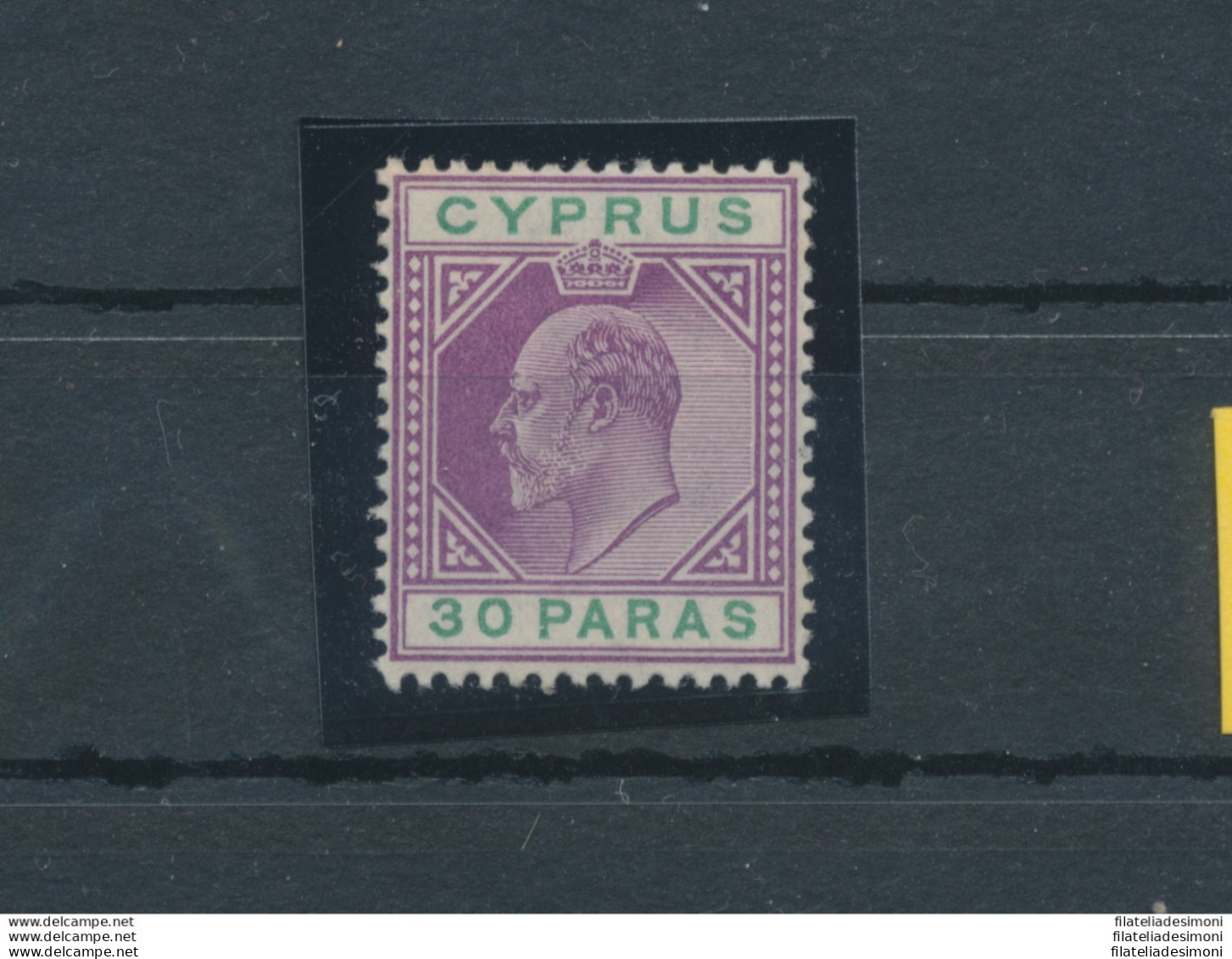 1902-04 Cipro, Stanley Gibbons N. 51 - 30 Piastre Violet And Green - MH* - Autres & Non Classés