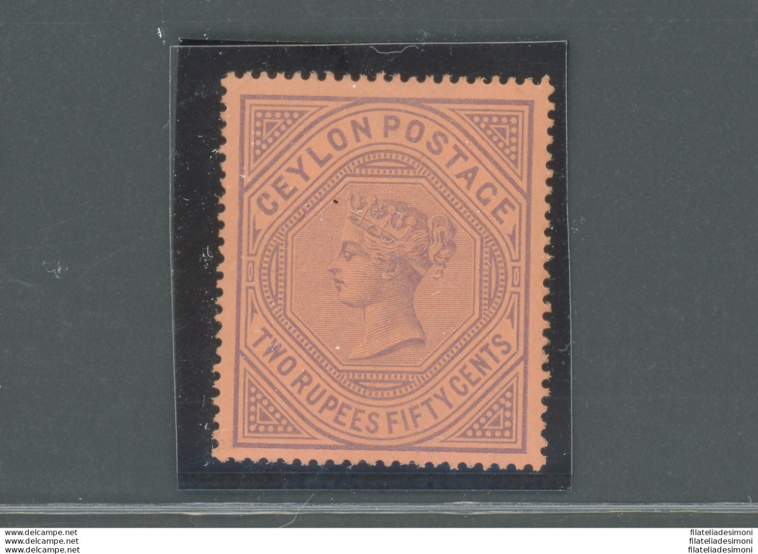 1892 Ceylon, Stanley Gibbons N. 249, 2r.50 Purple Red, MNH** - Autres & Non Classés
