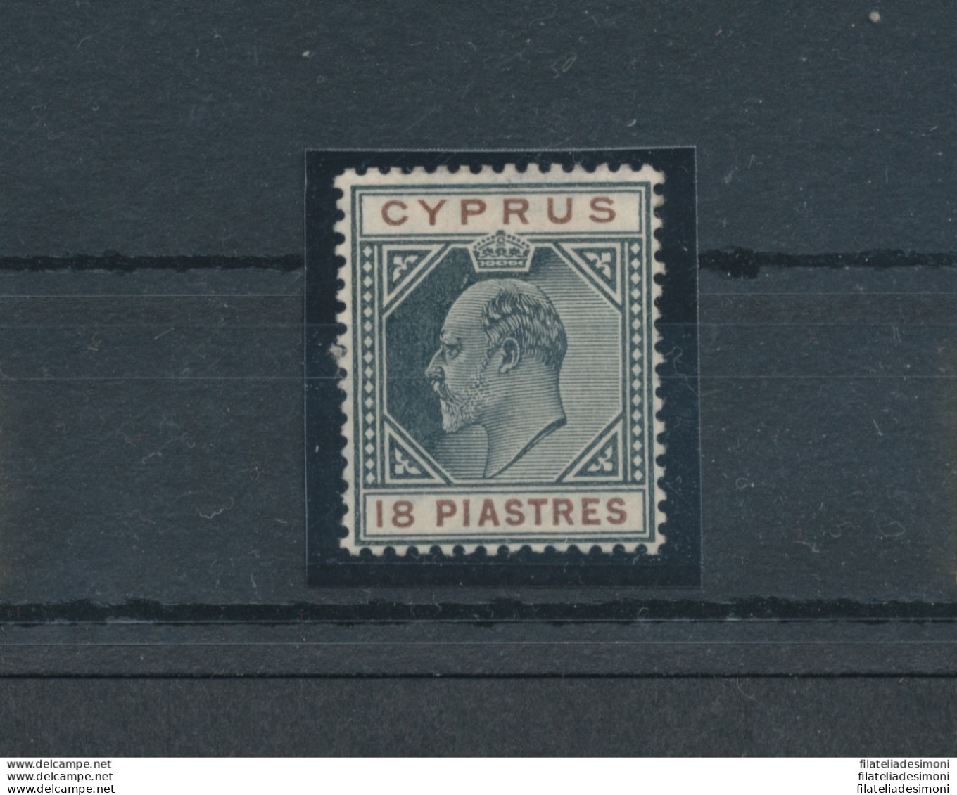 1904-10 Cipro, Stanley Gibbons N. 70 - 18 Piastre Black And Brown - MH* - Andere & Zonder Classificatie