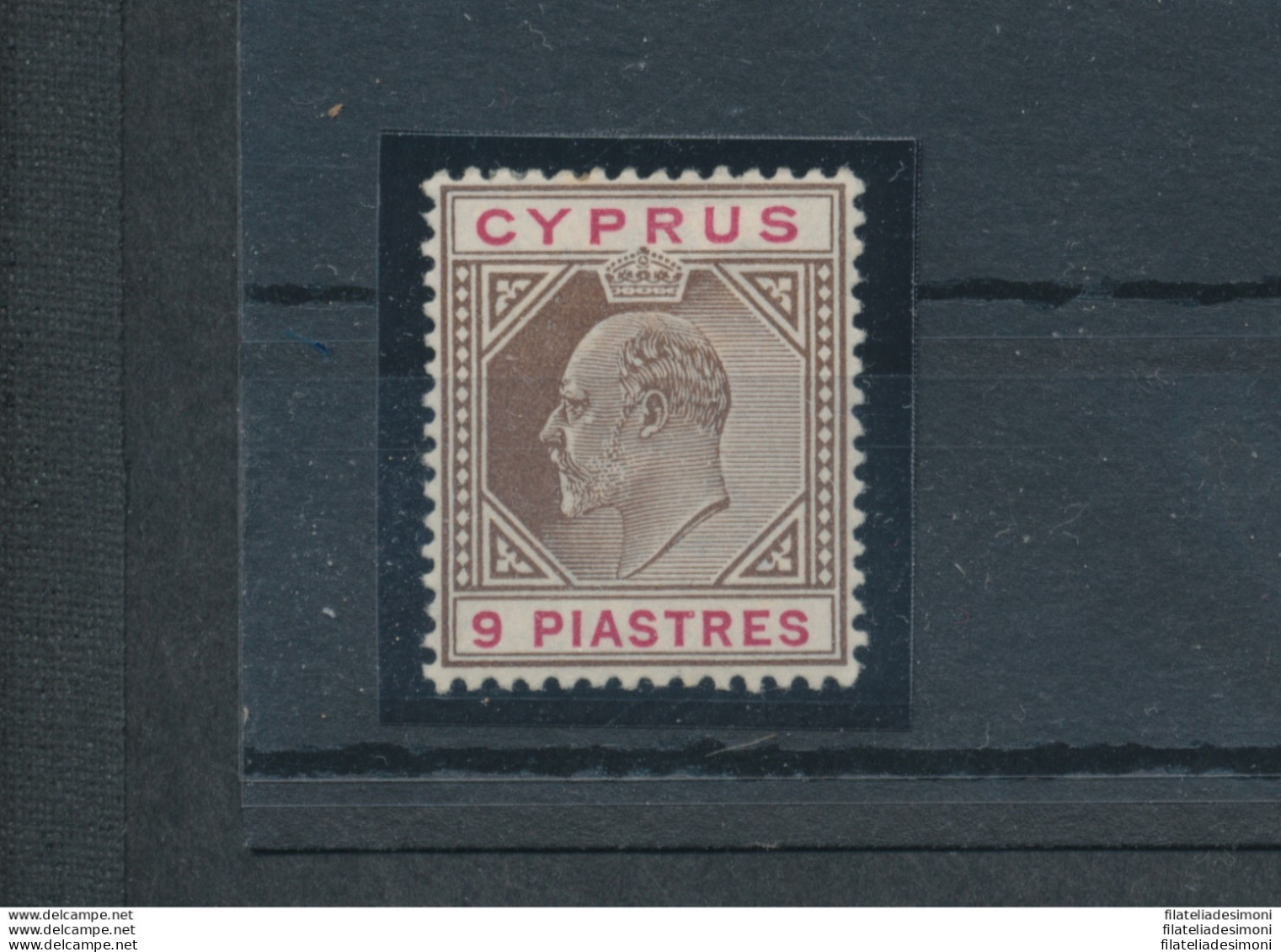 1902-04 Cipro, Stanley Gibbons N. 56 - 9 Piastre Brown And Carmine - MH* - Otros & Sin Clasificación