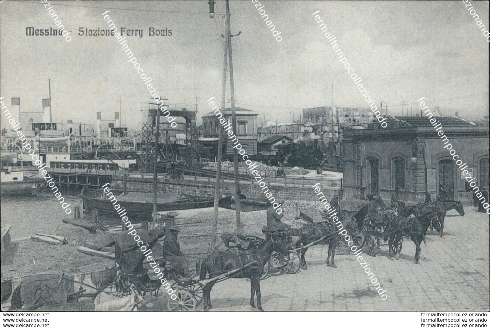 Bu230 Cartolina Messina Citta' Stazione Ferry Boats Sicilia - Messina