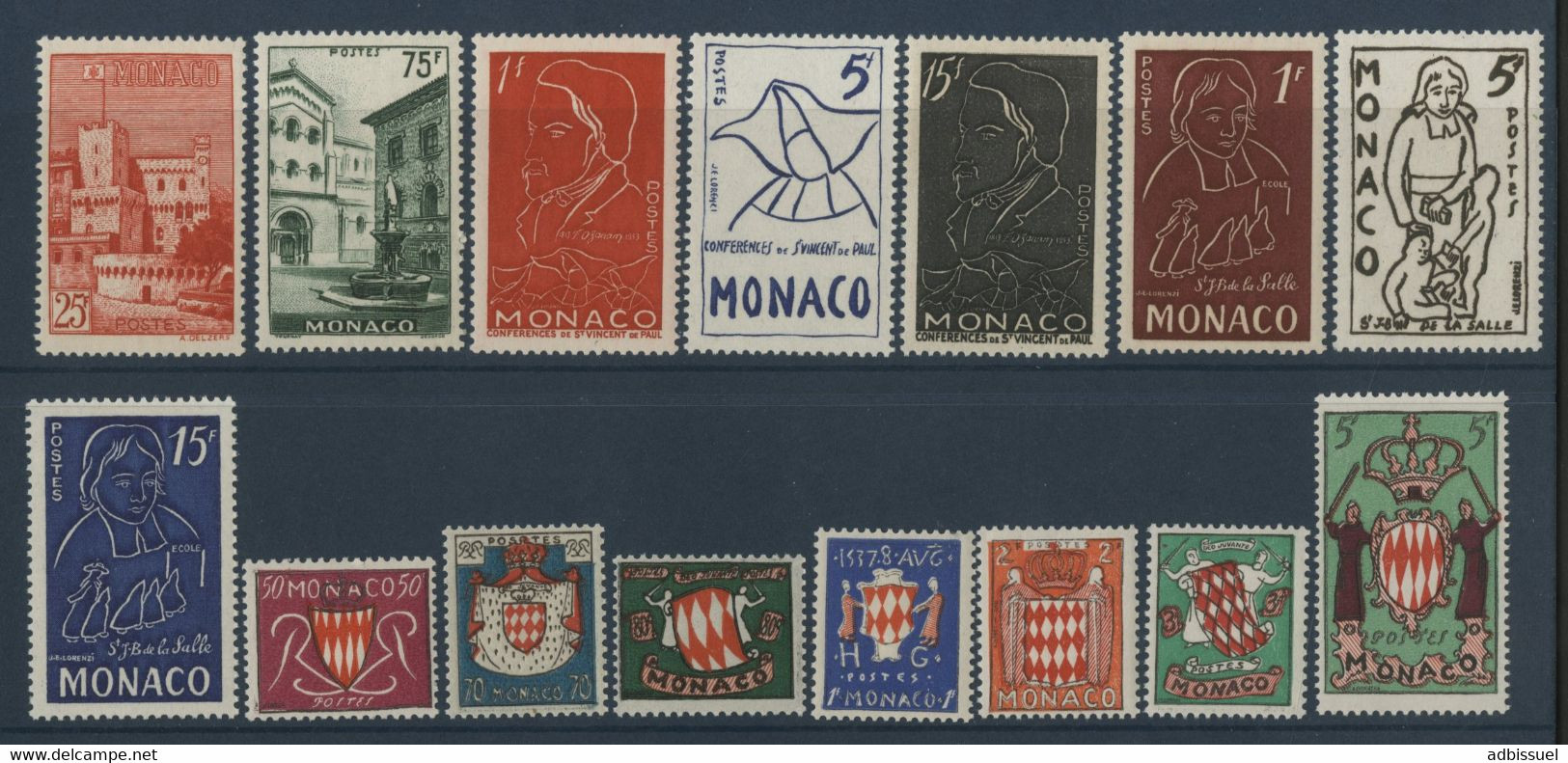 MONACO ANNEE COMPLETE 1954 Vendue à 15 % De La Cote N° 397 à 411 Soit 15 Timbres Neufs ** (MNH). TB - Volledige Jaargang