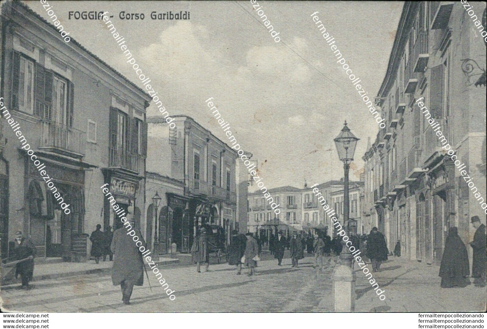 An485 Cartolina Foggia Citta' Corso Garibaldi 1913 - Foggia