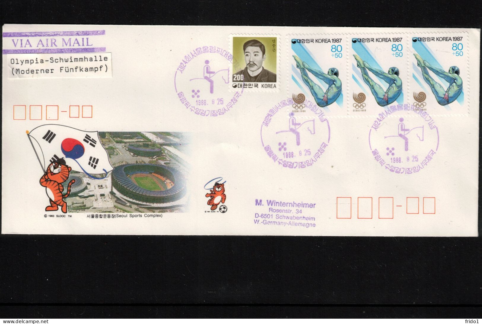 South Korea 1988 Olympic Games Seoul - Olympia Swimming Hall - Modern Pentathlon Interesting Cover - Sommer 1988: Seoul