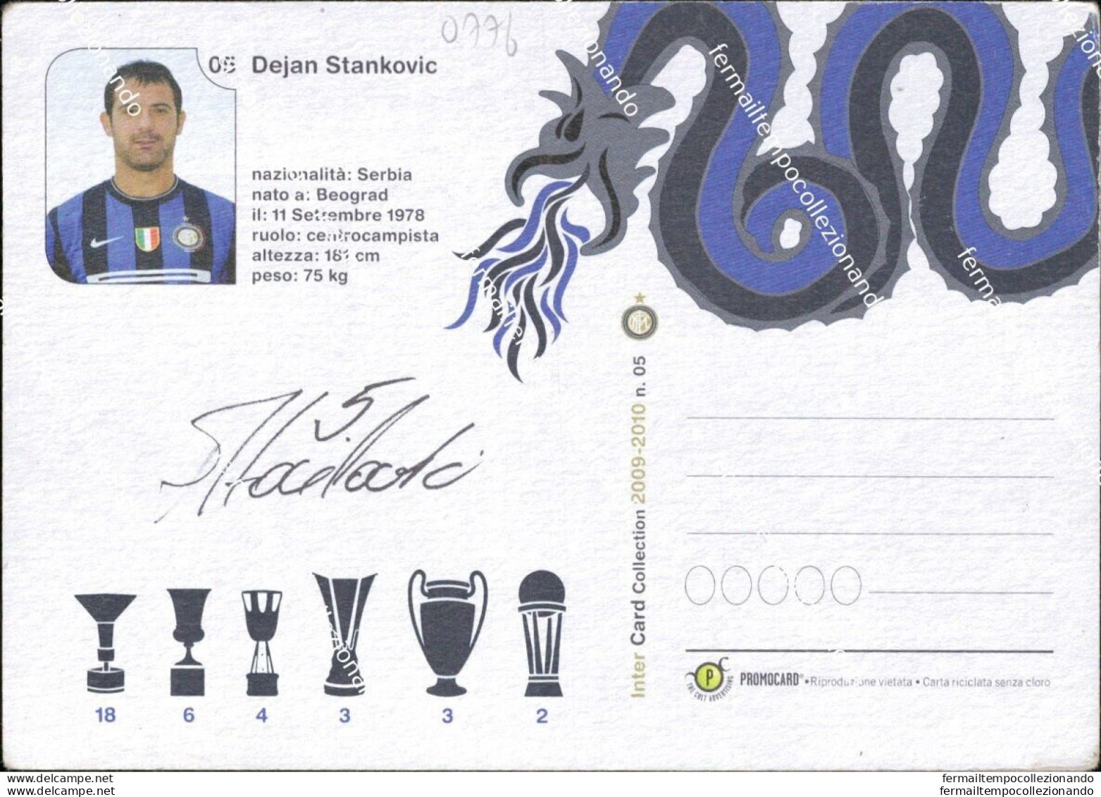 O776 Cartolina  Postcard  Ufficiale Inter Dejan Stankovic - Fussball