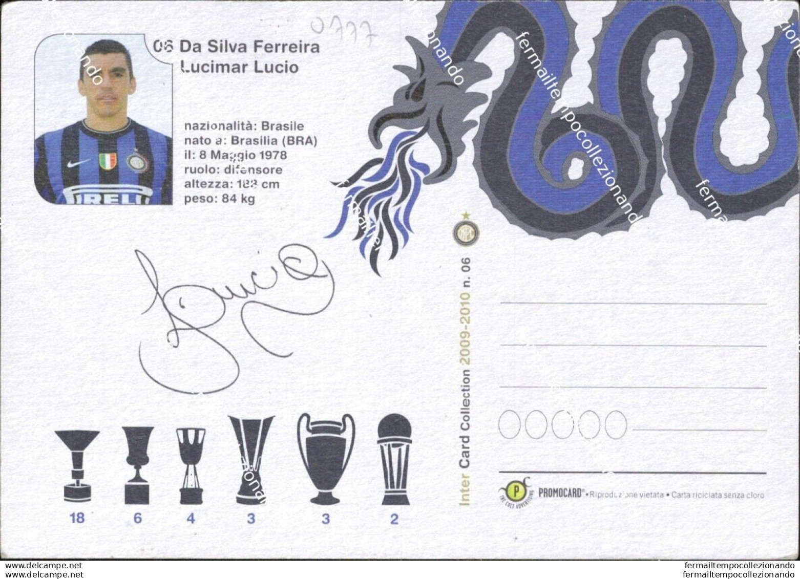 O777 Cartolina  Postcard  Ufficiale Inter Da Silva Ferreira - Soccer