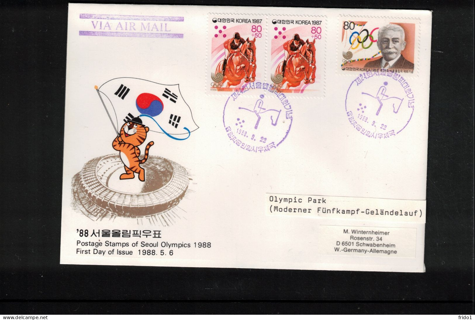 South Korea 1988 Olympic Games Seoul - Olympic Park - Modern Pentathlon Cross-Country Running Interesting Cover - Sommer 1988: Seoul