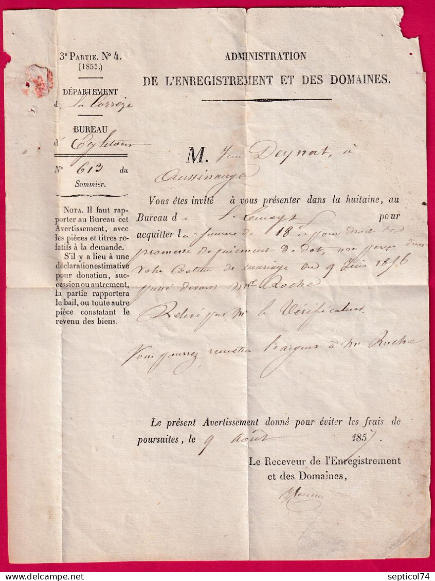 CAD TYPE 22 LAPLEAU CORREZE LOSANGE CD TAXE LOCALE 1 LETTRE - 1801-1848: Précurseurs XIX