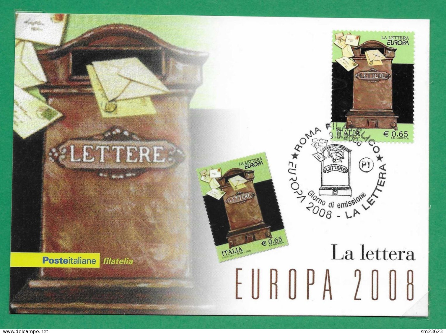 Italien / Italia  2008  Mi.Nr. 3241 , EUROPA CEPT  Der Brief - Maximum Card -  ROMA Filatelico 9.5.2008 - 2008