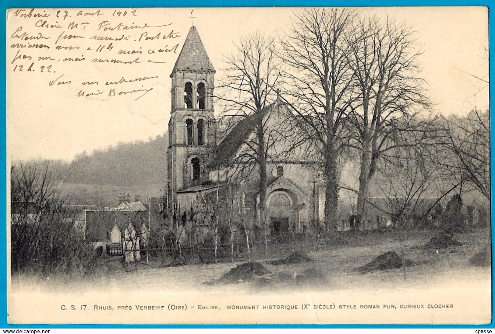 Cachet Convoyeur "COMPIEGNE à ORROUY" Vers Chartres Sur CPA De RHUIS (60 Oise) - Cachets Manuels