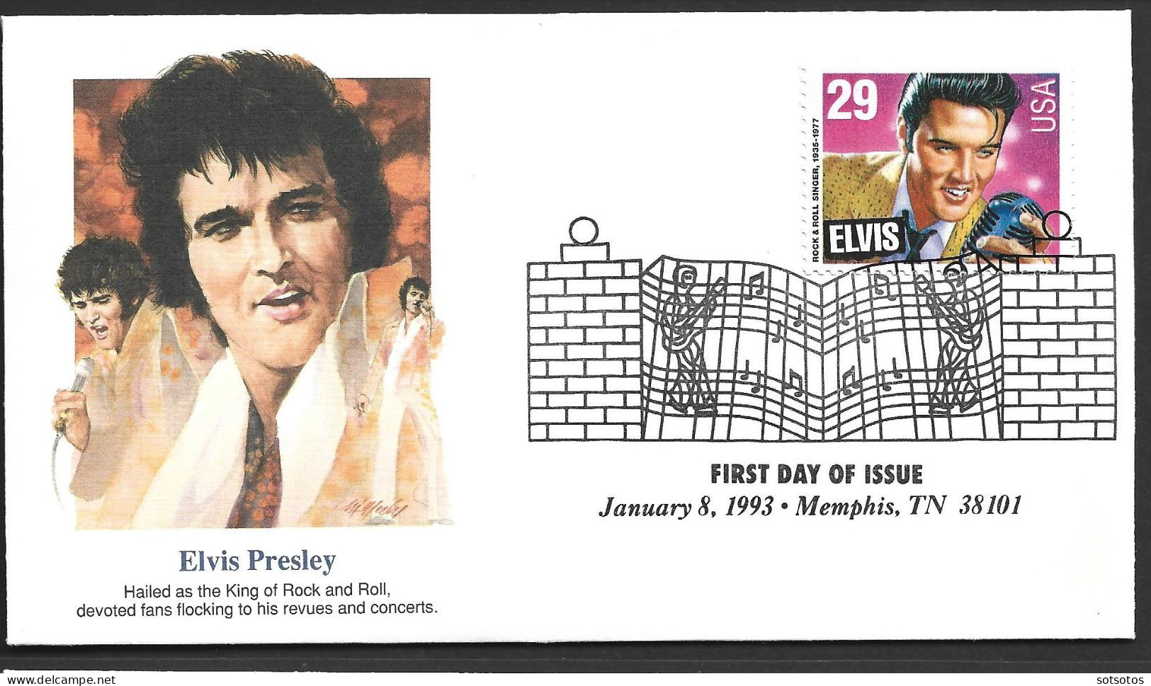 Fascinated Little Topical Collection With Music Topic: Elvis Presley Large Photo (25,5x20 Cm) With The Appropriate Stamp - Musique