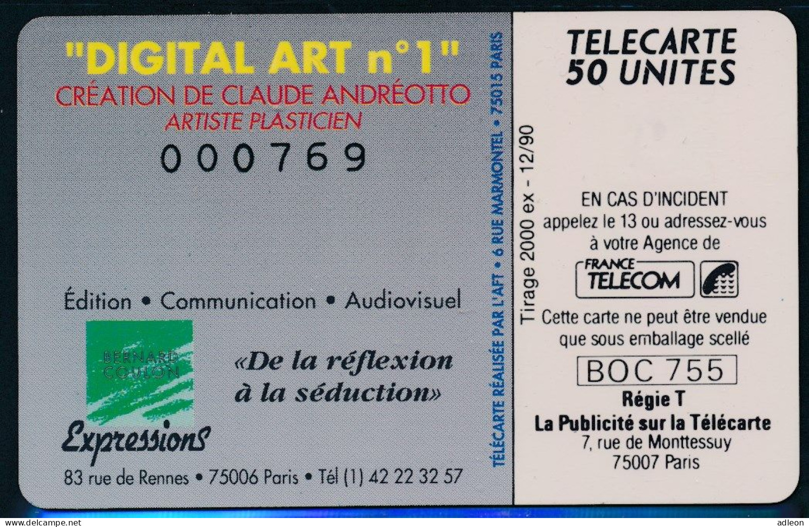 Télécartes France - Privées N° Phonecote D488 - Digital Art N°1 / Andreotto (avec Carte De Présentation) - Privées