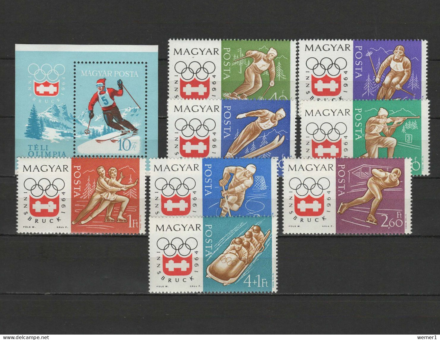 Hungary 1963/1964 Olympic Games Innsbruck Set Of 8 + S/s MNH - Hiver 1964: Innsbruck