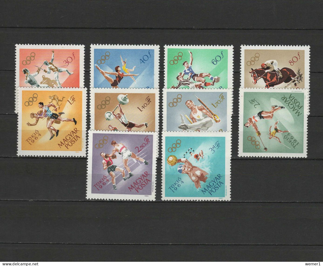 Hungary 1964 Olympic Games Tokyo, Fencing, Football Soccer, Equestrian, Athletics, Boxing Etc. Set Of 10 MNH - Sommer 1964: Tokio