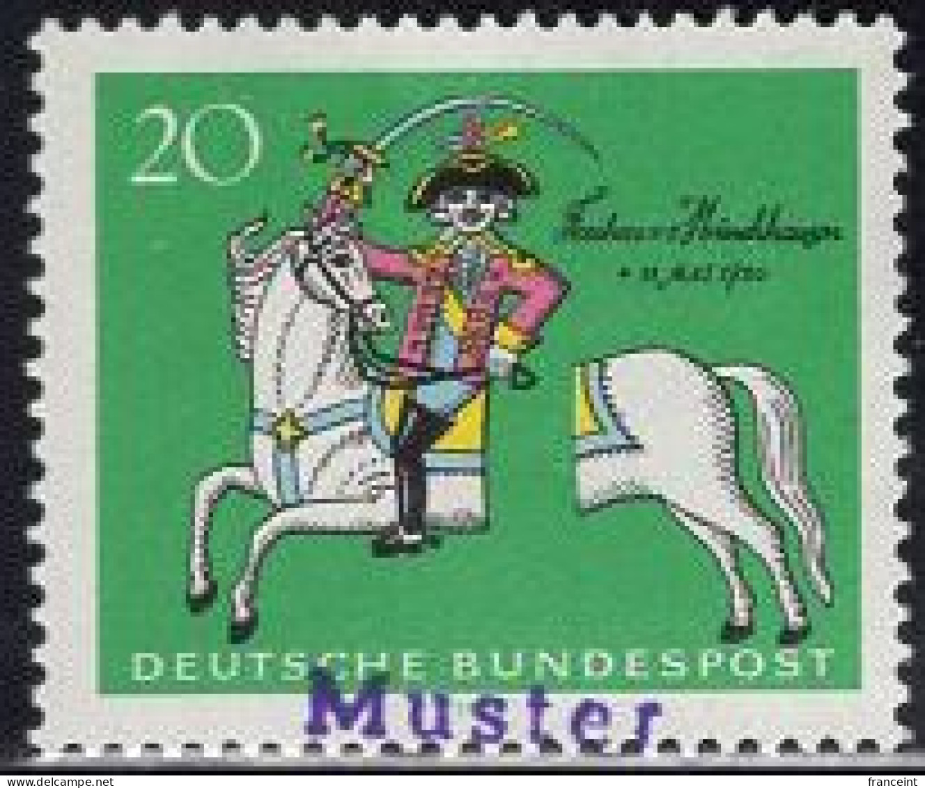 GERMANY(1970) Baron Von Munchhausen. MUSTER (specimen) Overprint. Scott No 1020. - Otros & Sin Clasificación