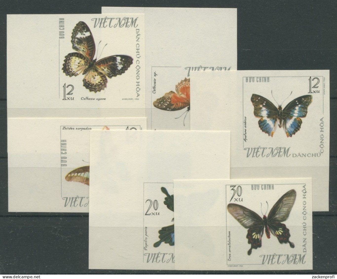 Vietnam Nord 1965 Tiere Insekten Schmetterlinge 405/10 B Ungebraucht O.G. - Viêt-Nam