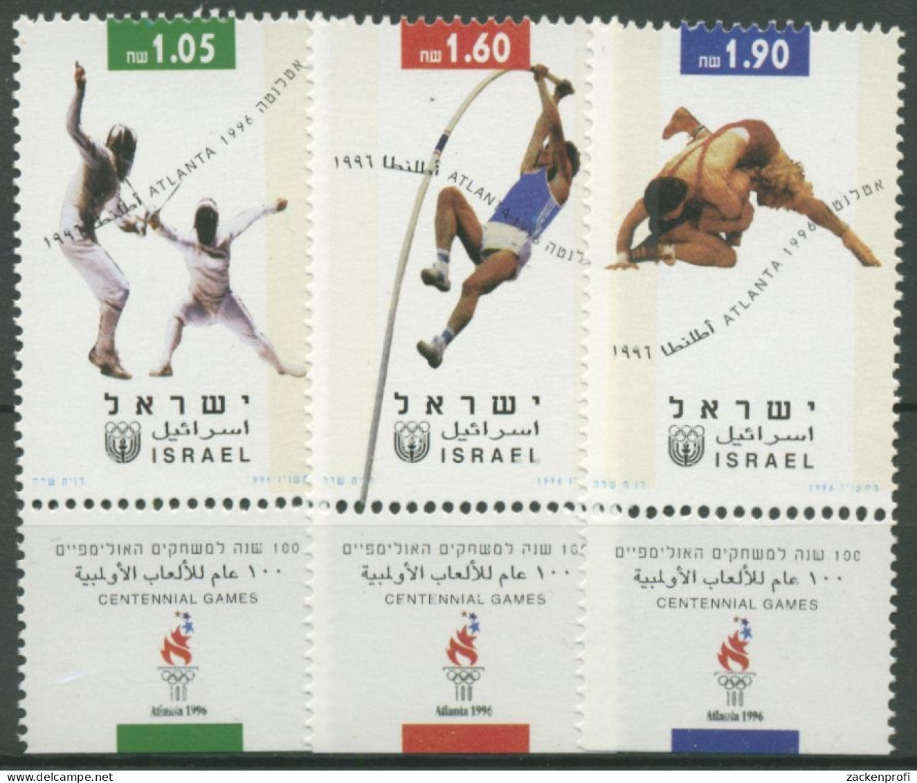 Israel 1996 Olympische Sommerspiele, Atlanta 1397/99 Mit Tab Postfrisch - Unused Stamps (with Tabs)