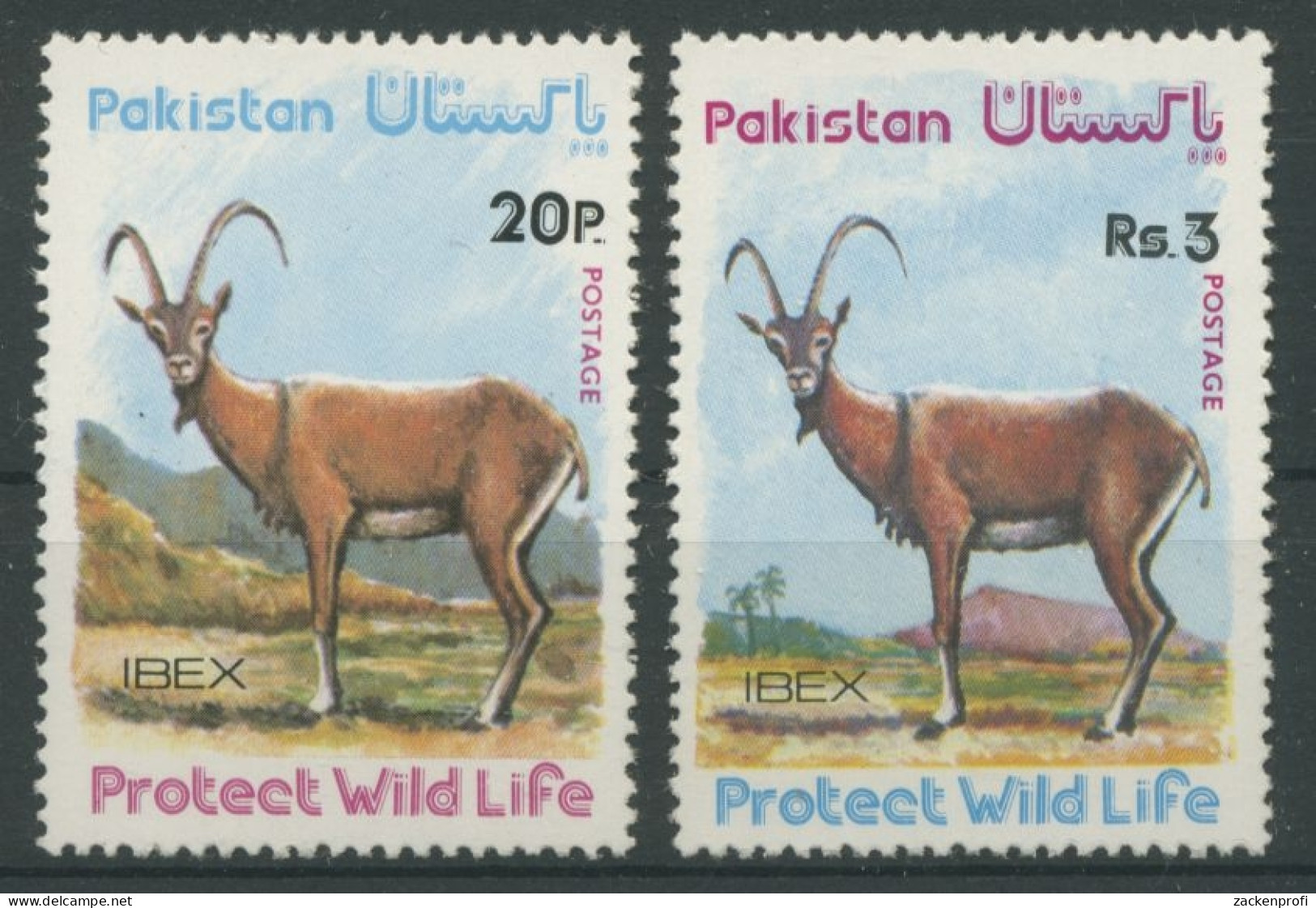 Pakistan 1976 Tiere Geschützte Wildtiere Steinbock 413/14 Postfrisch - Pakistan