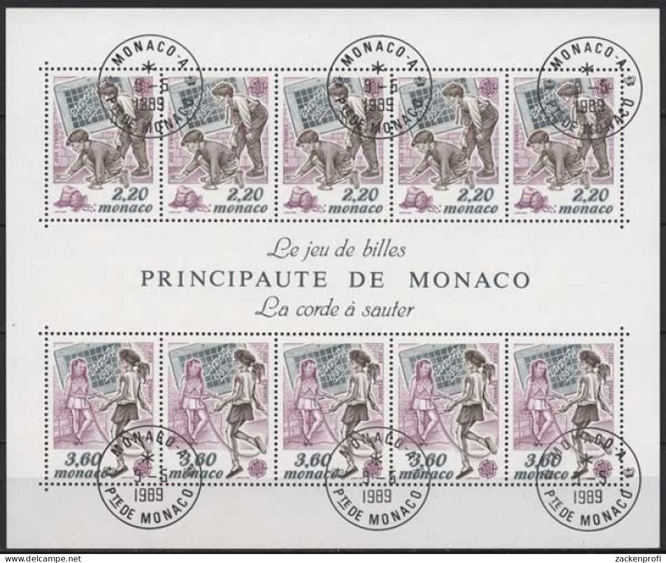 Monaco 1989 Europa CEPT Kinderspiele Block 44 Gestempelt (C91346) - Bloques