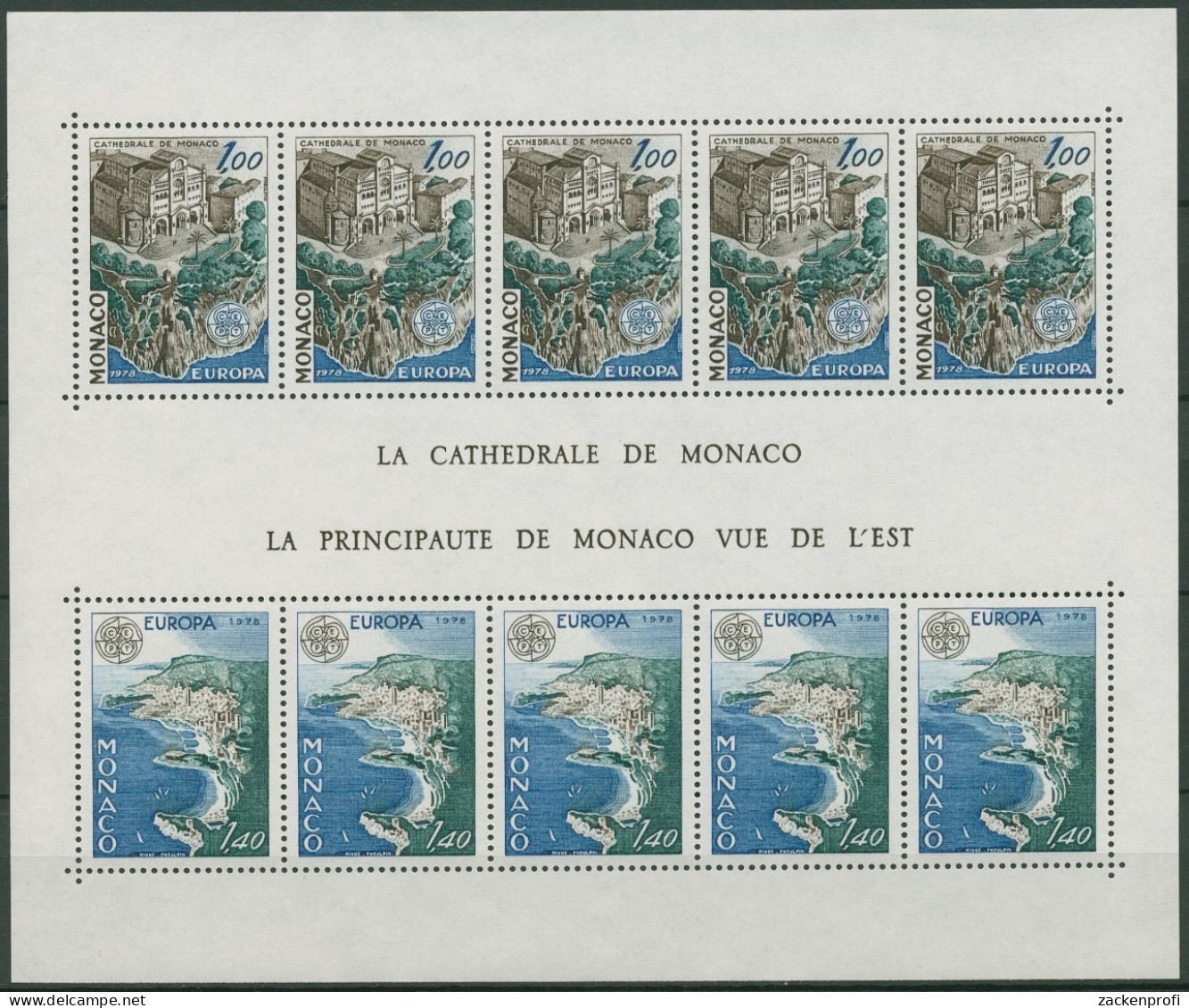 Monaco 1978 Europa CEPT Baudenkmäler Block 12 Postfrisch (C91411) - Blocks & Sheetlets