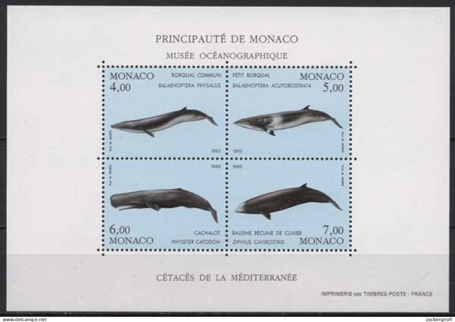 Monaco 1993 Meerestiere Wale Block 58 Postfrisch (C91323) - Blocchi