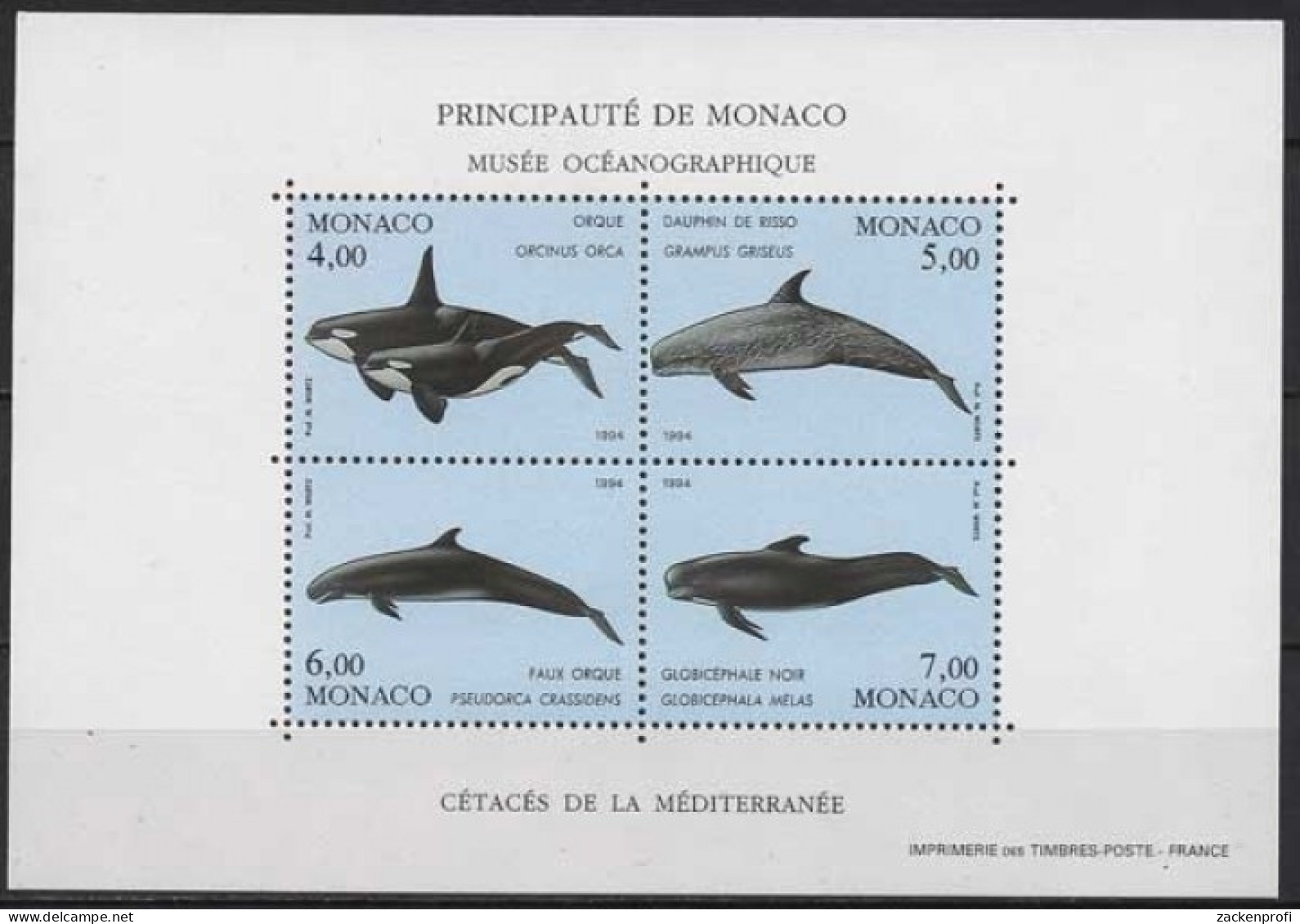 Monaco 1994 Meerestiere Wale Block 62 Postfrisch (C91316) - Blocs