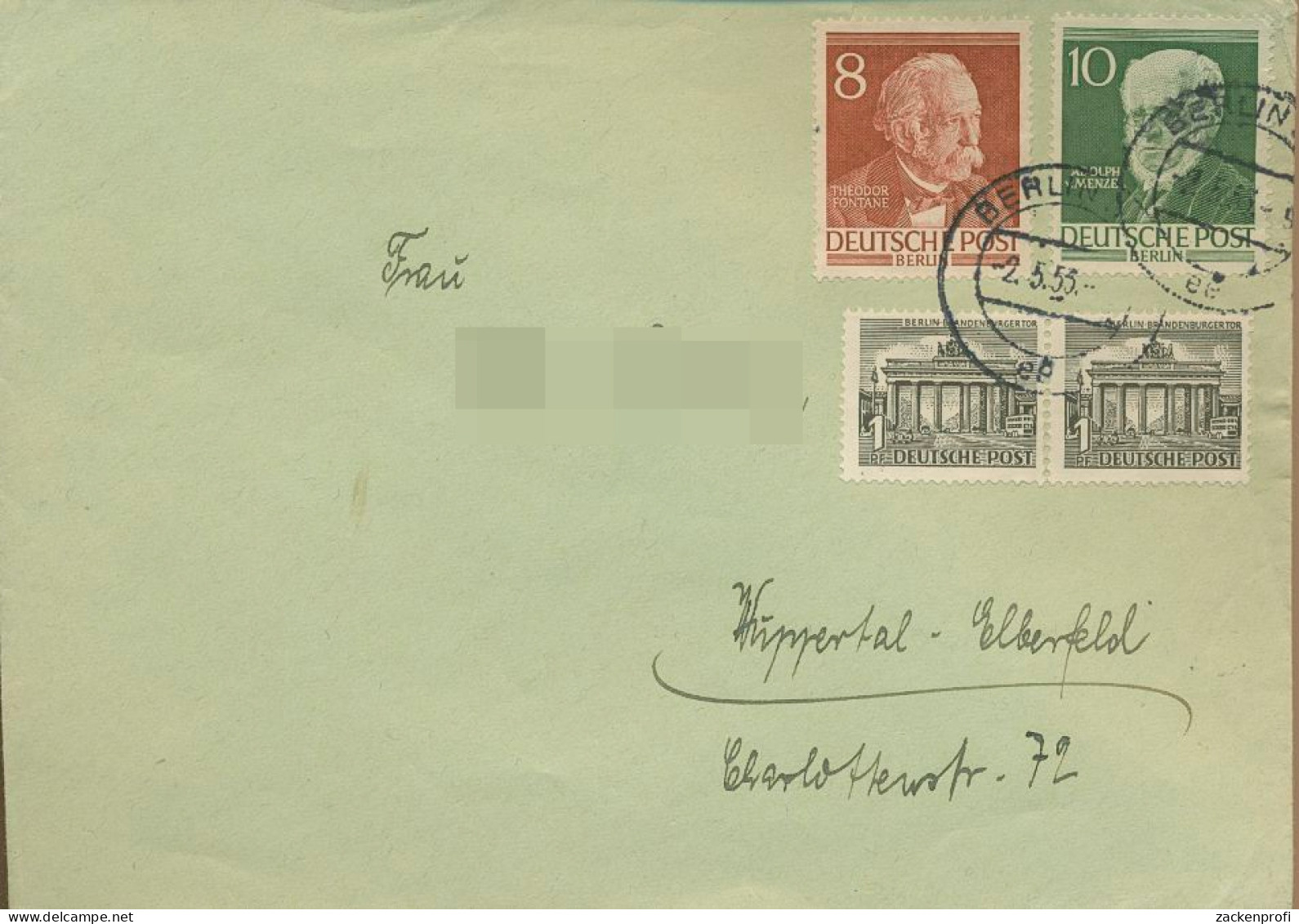 Berlin 1952 Fontane, Menzel Mischfrankatur 94, 95 MiF (X18739) - Briefe U. Dokumente