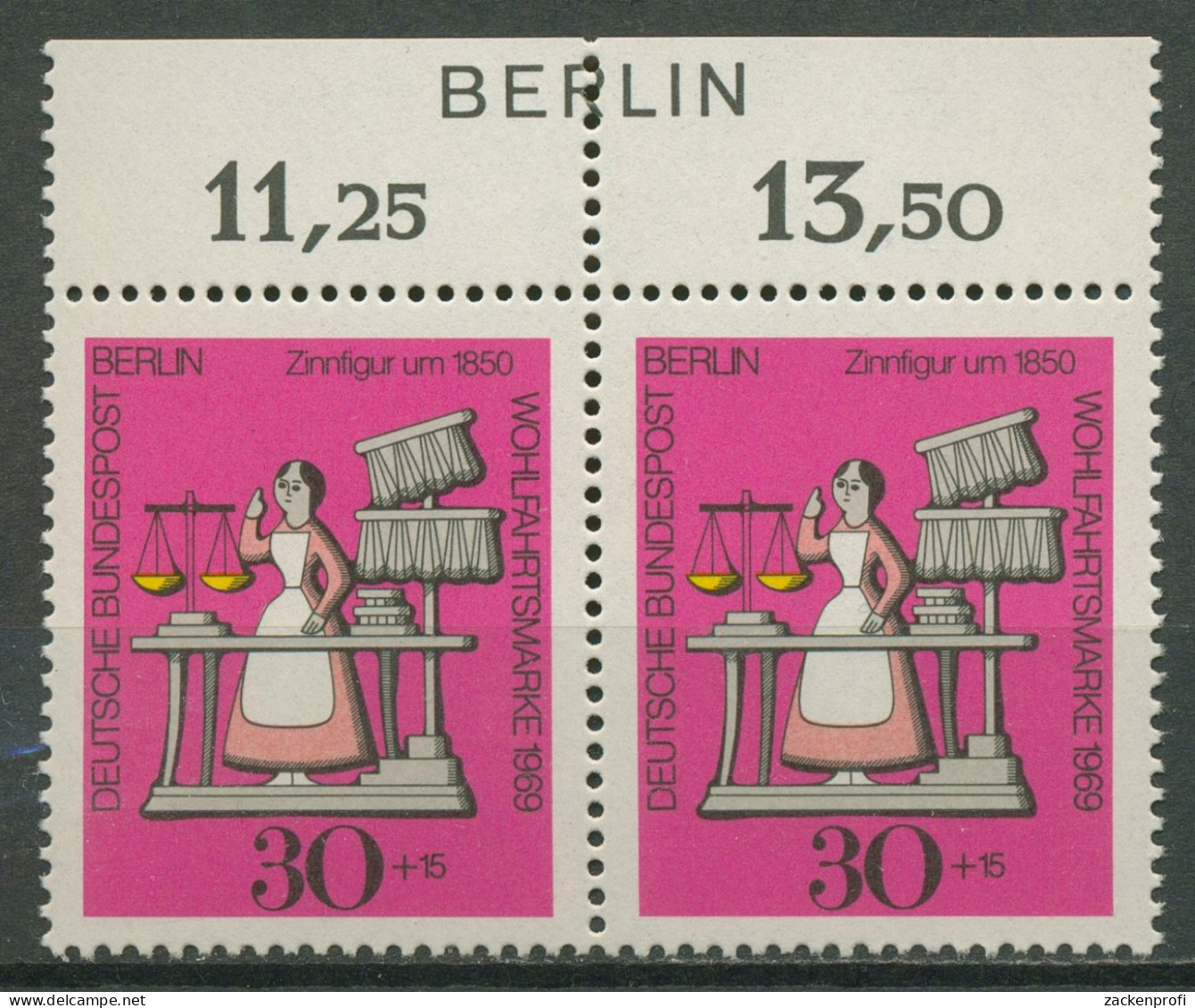 Berlin 1969 Wohlfahrt Mit Oberrand Inschrift BERLIN 350 Postfrisch - Ongebruikt