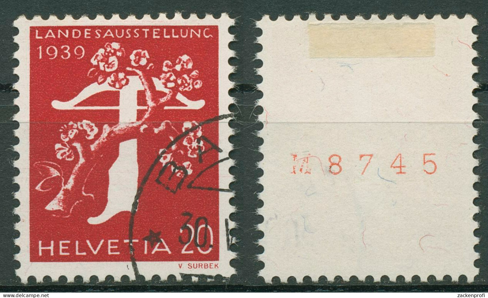 Schweiz 1939 Landesausstellung Deut. Inschrift M. Rollen-Nr. 346 Y R Gestempelt - Oblitérés