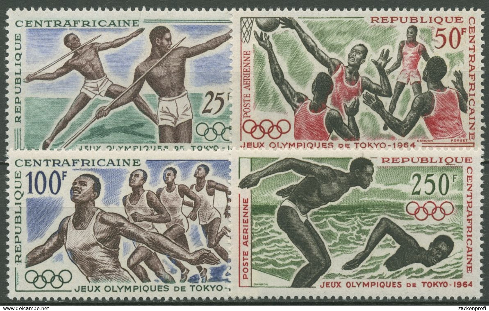 Zentralafrikanische Republik 1964 Olympische Sommerspiele Tokio 59/62 Postfrisch - Centrafricaine (République)