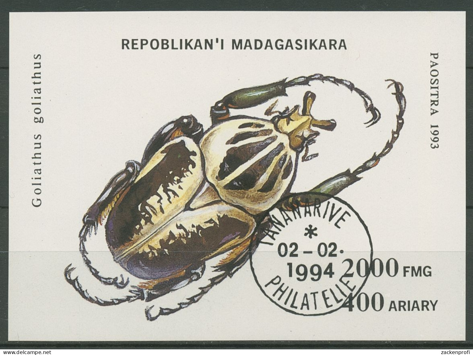 Madagaskar 1994 Insekten Goliathkäfer Block 254 Gestempelt (C29963) - Madagascar (1960-...)